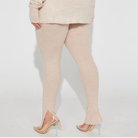 Fashion Nova Women’s Cream Ribbed Knit Pants Size XXL - Picture 4 of 9